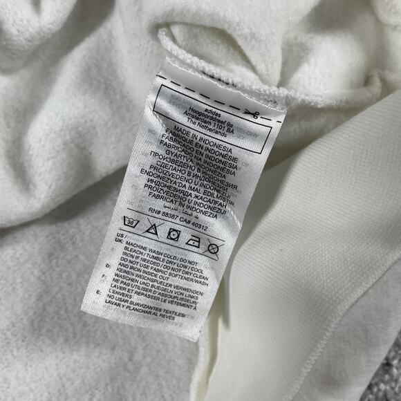 Adidas Sweatshirt Mens Medium Graphic Print Fleece Thin Streetwear White - Picture 6 of 15